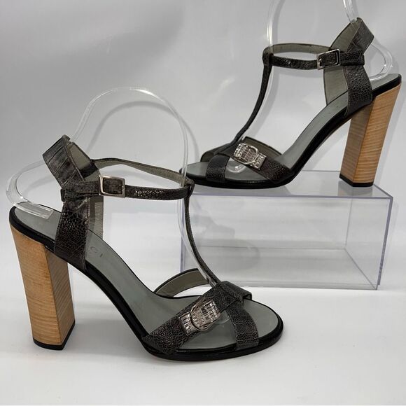 Gucci Shoes - RARE FIND!! Gucci Gray Lizard Skin Sandals with Swarovski Crystal Details